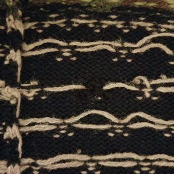 Fair Isle navy-black/beige/green wool cardigan M, (L), Point Zero Nicole Benisti - Picture 9 of 11